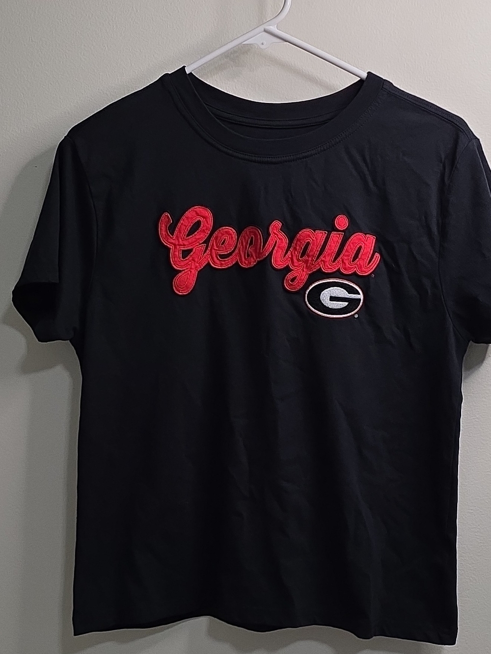 Champion Ladies Black With Red Script T-Shirt Medium Georgia Bulldogs